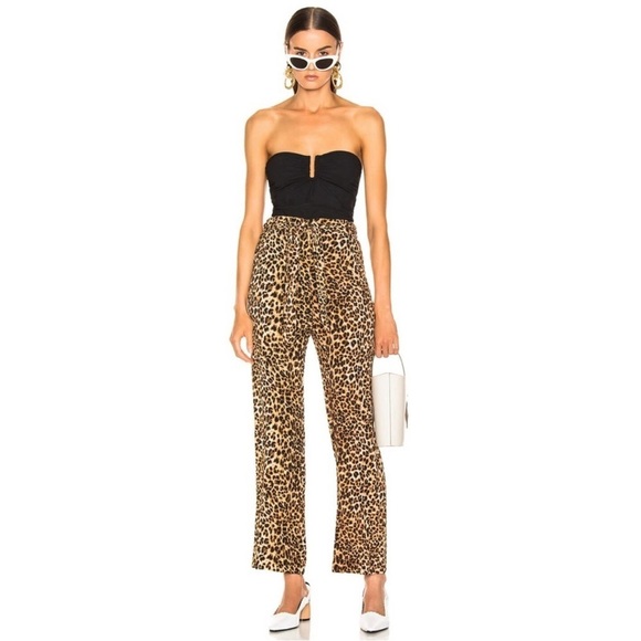 Nanushka Luma Ocelot 60’s pleat belted straight leg pants - Picture 1 of 16